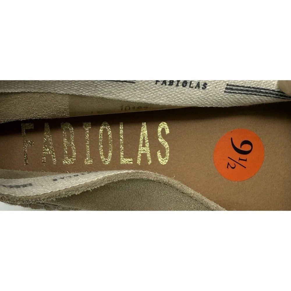 Fabiolas Espadrilles Tan Suede Leather‎ Women's Floral 9.5/41 Slip On New Summer